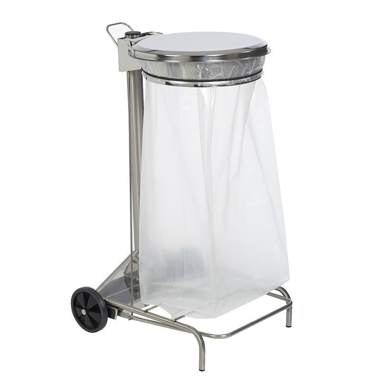 COLLECROULE Support sac mobile à pédale 110L Inox